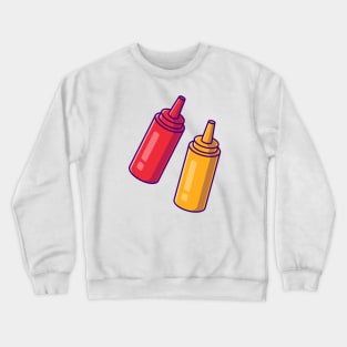 Mustard And Sauce Bottle Cartoon Crewneck Sweatshirt